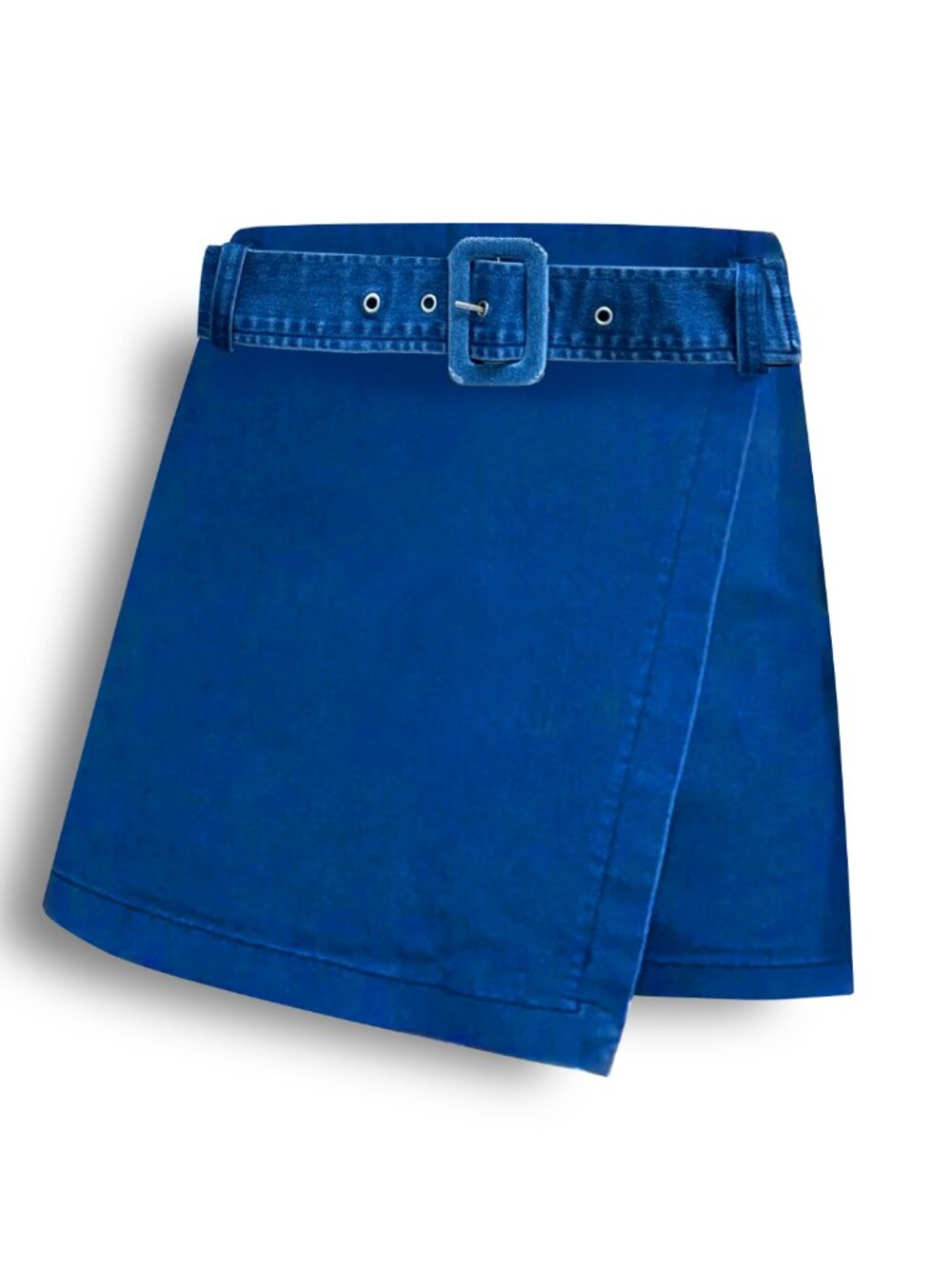 Altar'd State Navy Denim Wrap Mini Skort with Buckled Waist Skirt Shorts